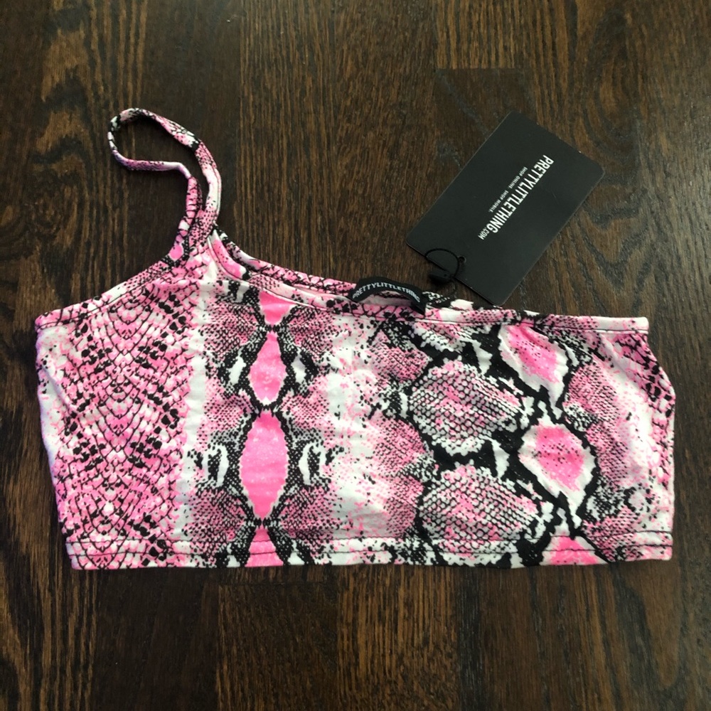 Pink snake skin crop top